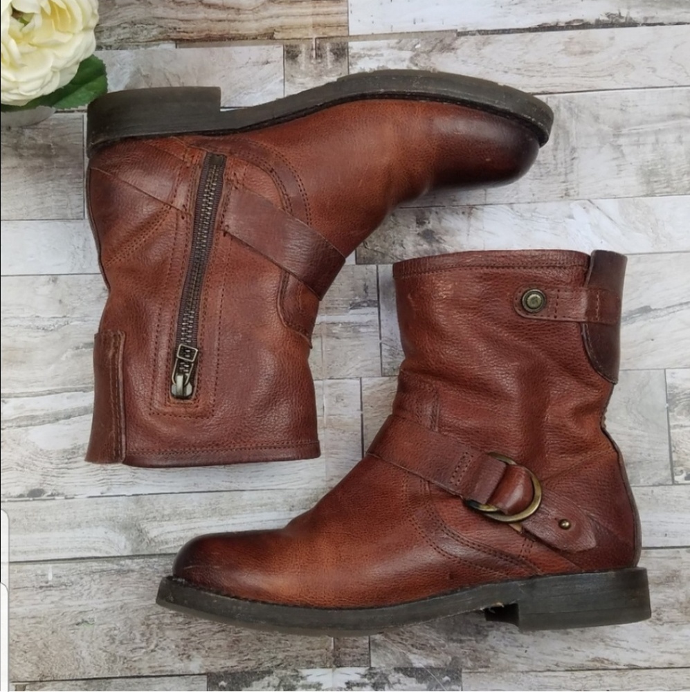 Olukai Nahuku Short Leather Brown Moto Boots